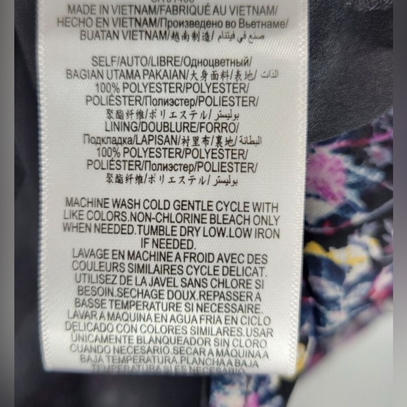 BCBGeneration Blue and Pink Cuffed Sleeve Graphic Babydoll Mini Dress Sz L - Picture 7 of 8